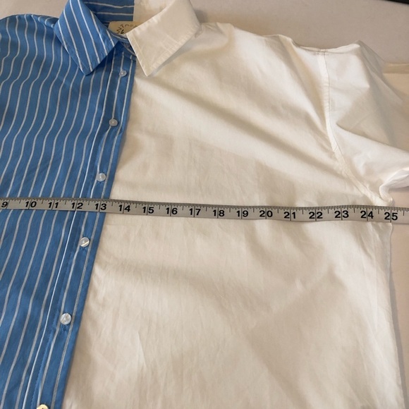 Fantastic Fawn Color Block Collared Button-down Shirt Oversized Striped Small - Picture 10 of 14